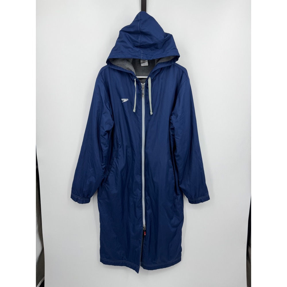Speedo Swim Parka Deck Coat Jacket Mens Medium Blue Fleece Lined Ripstop 7201306